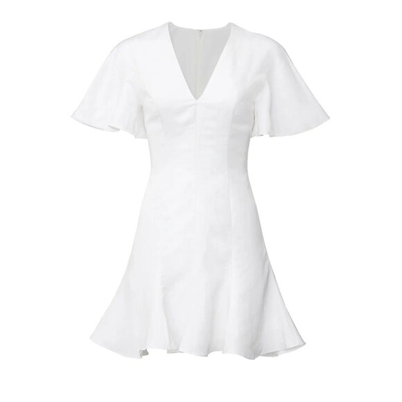 KEEPSAKE Ivory White Flounce Sleeve Romantic Mini Dress Women's SIZE 4 - Picture 13 of 13